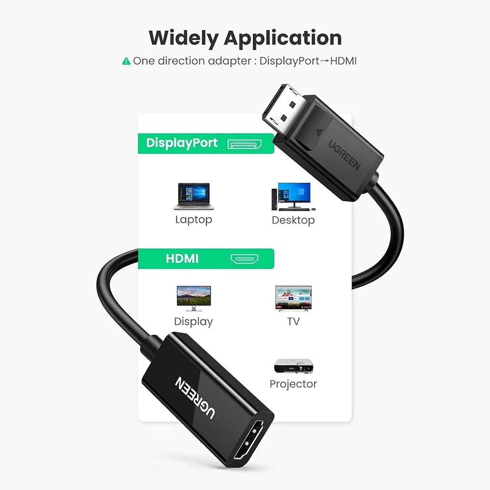 UGREEN 70694 DP Male to HDMI Female 4K*2K 60HZ 25cm