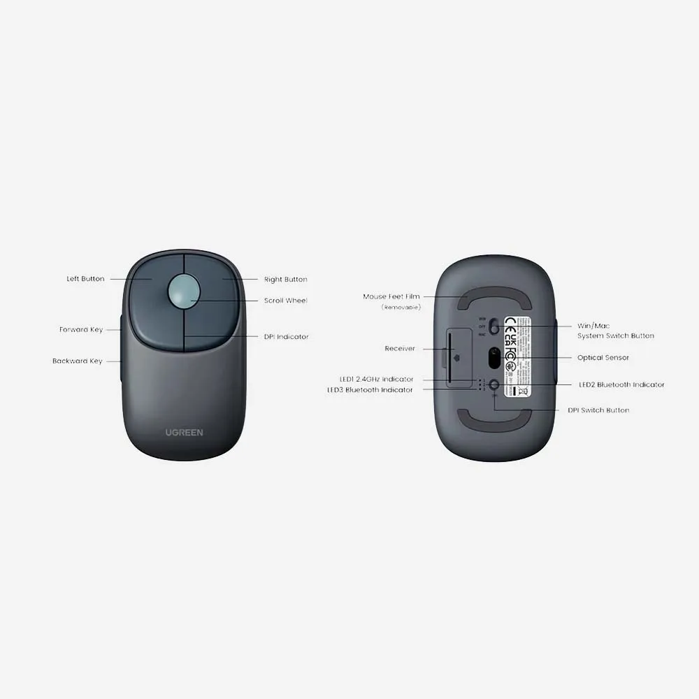 UGREEN 90538 FUN Wireless Mouse Blue