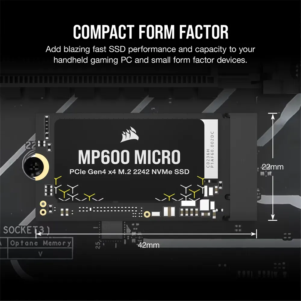 CORSAIR MP600 MICRO 1TB PCIe Gen4x4 NVMe M.2 2242 SSD