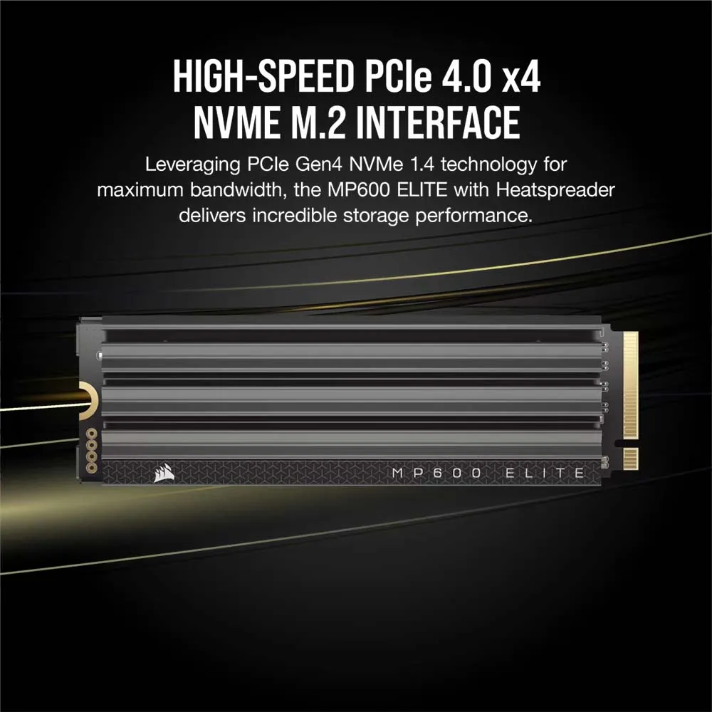 CORSAIR MP600 ELITE 2TB PCIe Gen4x4 NVMe M.2 SSD with Heatsink