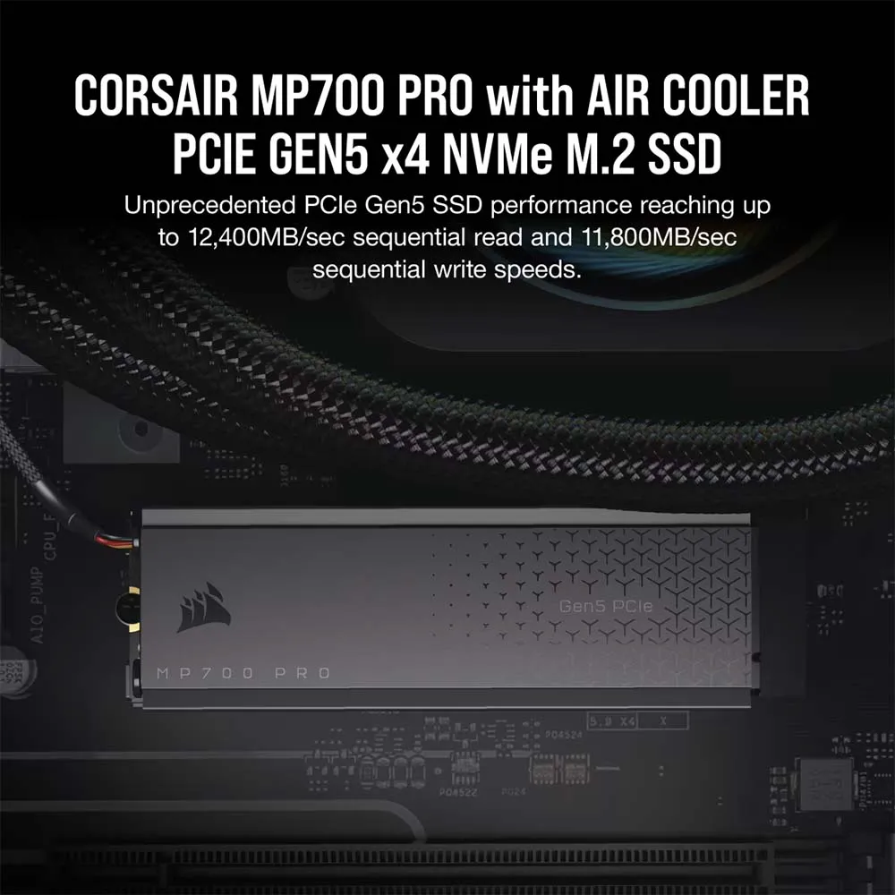 CORSAIR MP700 Pro 4TB PCIe Gen 5x4 NVMe M.2 SSD with Cooler