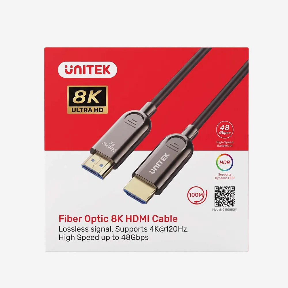 UNITEK C11085GY01-100M Fiber Optic 8K HDMI Cable