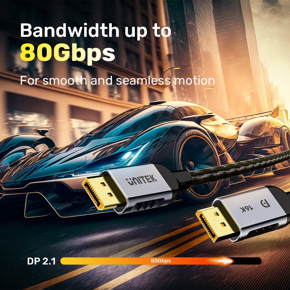 UNITEK C1626GY01-1.5M Gaming 8K@120Hz DisplayPort 2.1 Cable