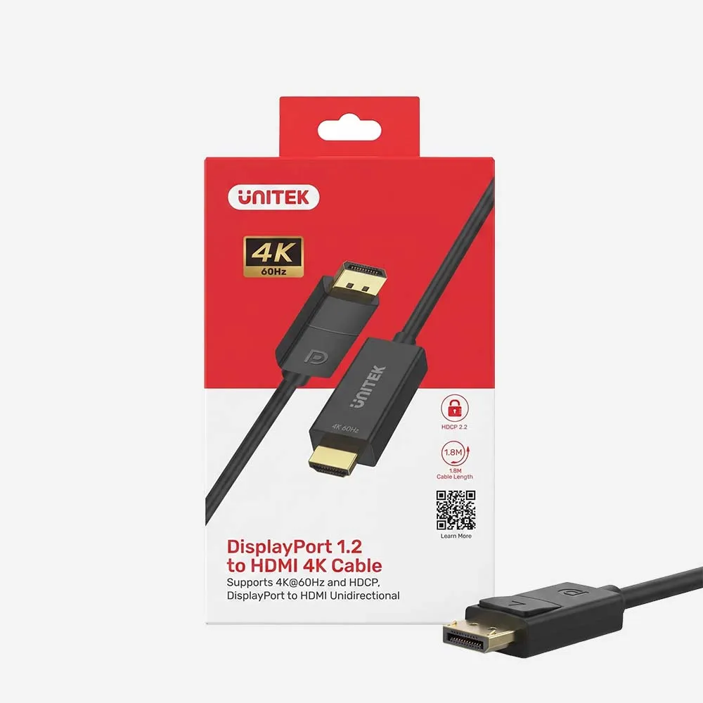 UNITEK V1608A DP 1.2 to HDMI 4K Cable 1.8M