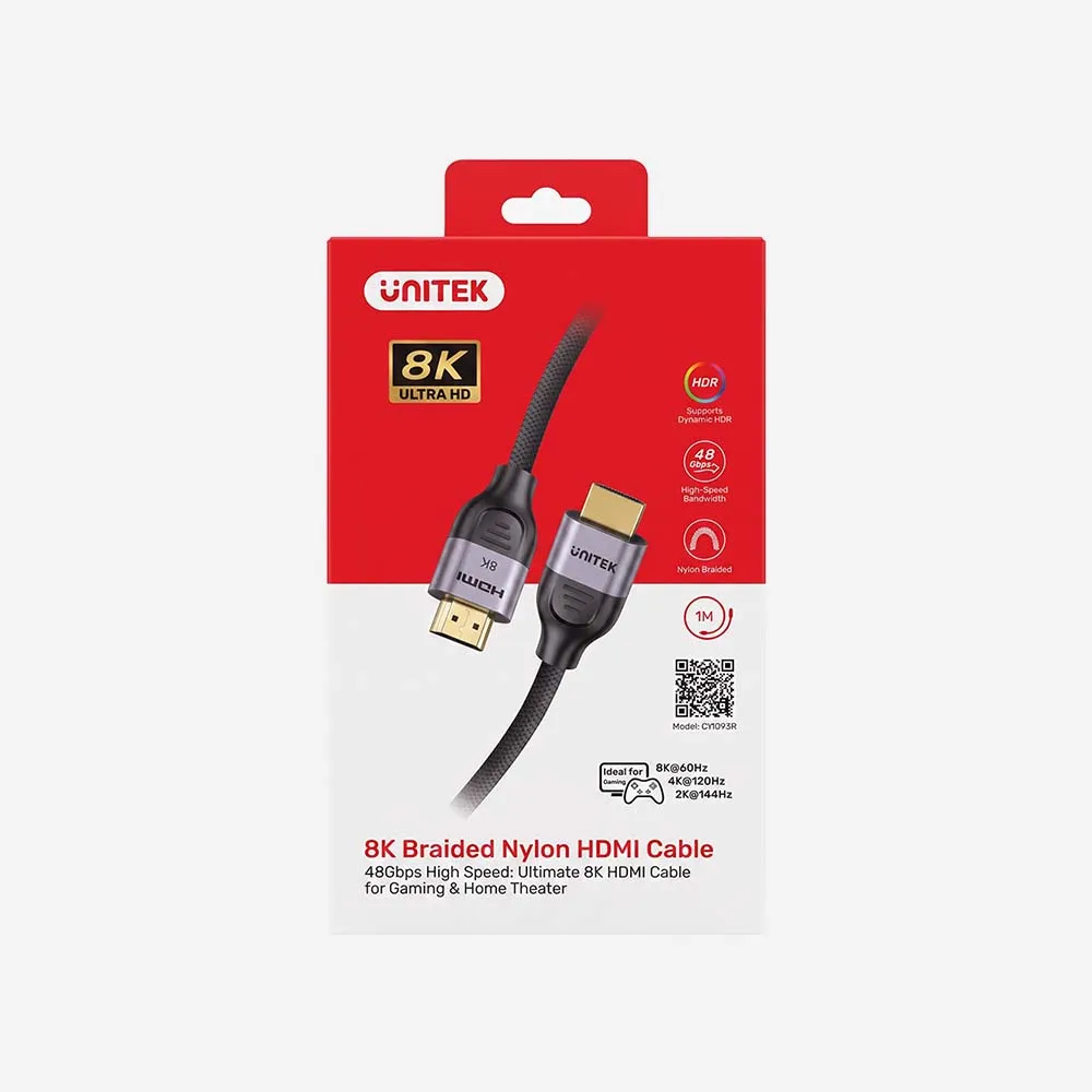 UNITEK C11093RGY01-1M 8K Braided Nylon HDMI Cable