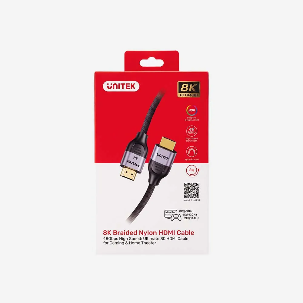 UNITEK C11093RGY01-2M 8K Braided Nylon HDMI Cable