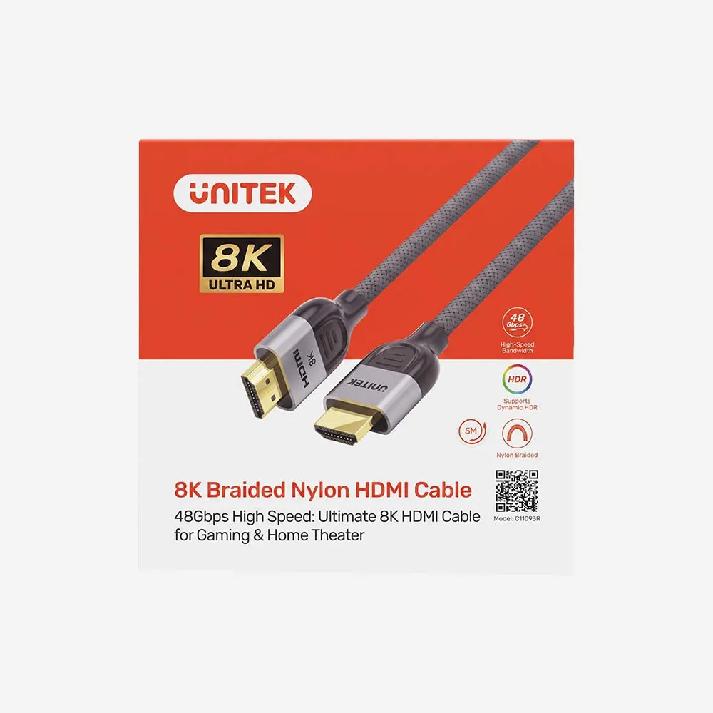 UNITEK C11093RGY01-5M 8K Braided Nylon HDMI Cable