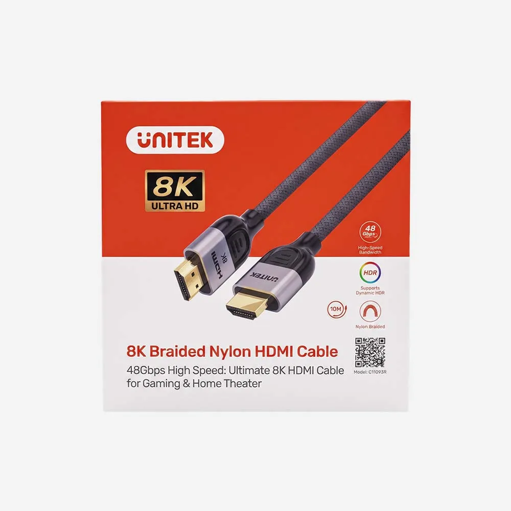 UNITEK C11093RGY01-10M 8K Braided Nylon HDMI Cable