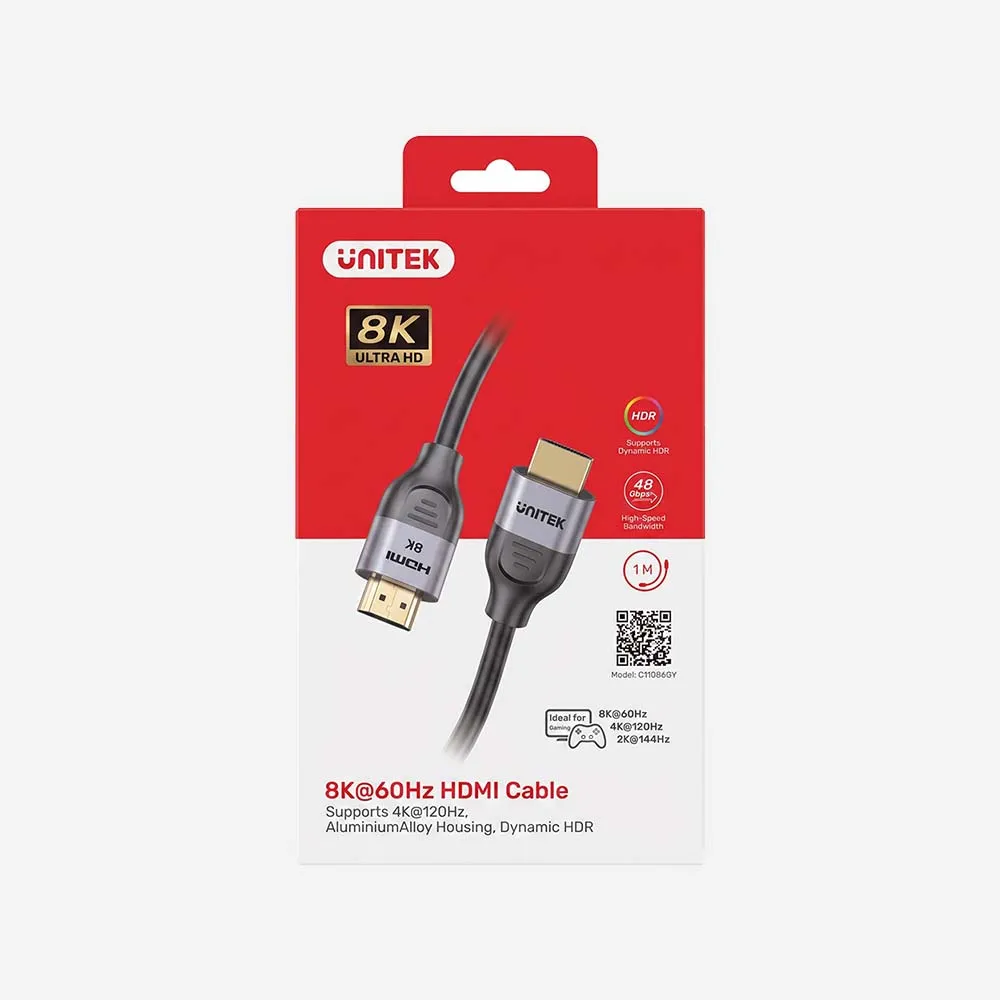 UNITEK C11086GY01-1M Gaming 8K@60Hz HDMI 2.1 Cable