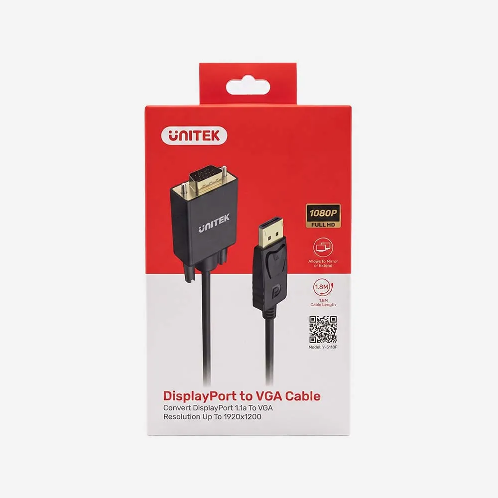 UNITEK Y-5118F DisplayPort to VGA Cable Male Cable