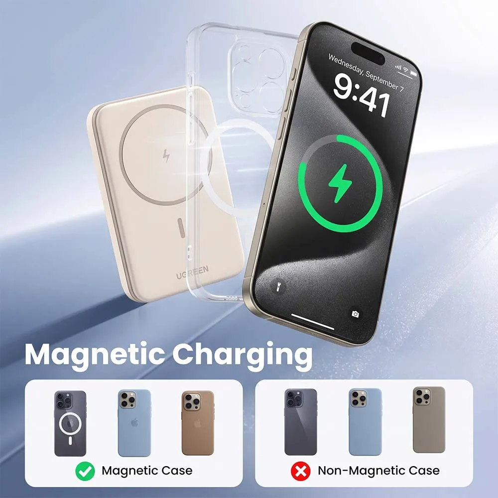 UGREEN 25207 5000mAh 15W Magnetic Wireless Power Bank Beige