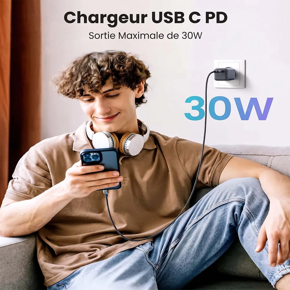 UGREEN 25257 Nexode 30W USB-C Charger with USB-C 60W 1M Cable