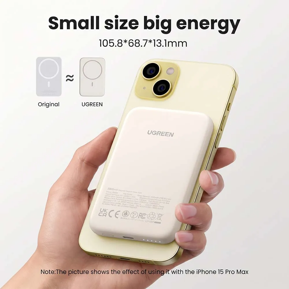 UGREEN 25207 5000mAh 15W Magnetic Wireless Power Bank Beige
