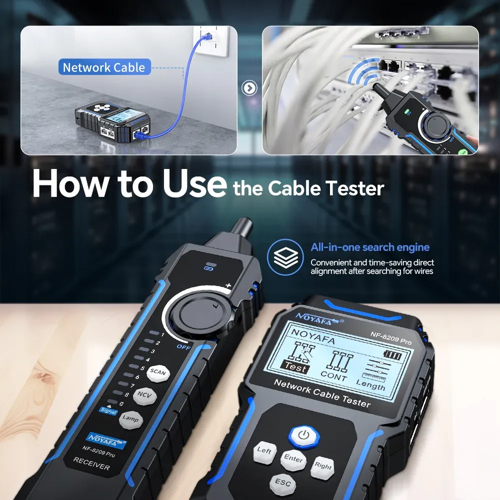Noyafa 3in1 Advanced Wire Tracker with PoE Testing TDR Cable Length Meter and Port Flash