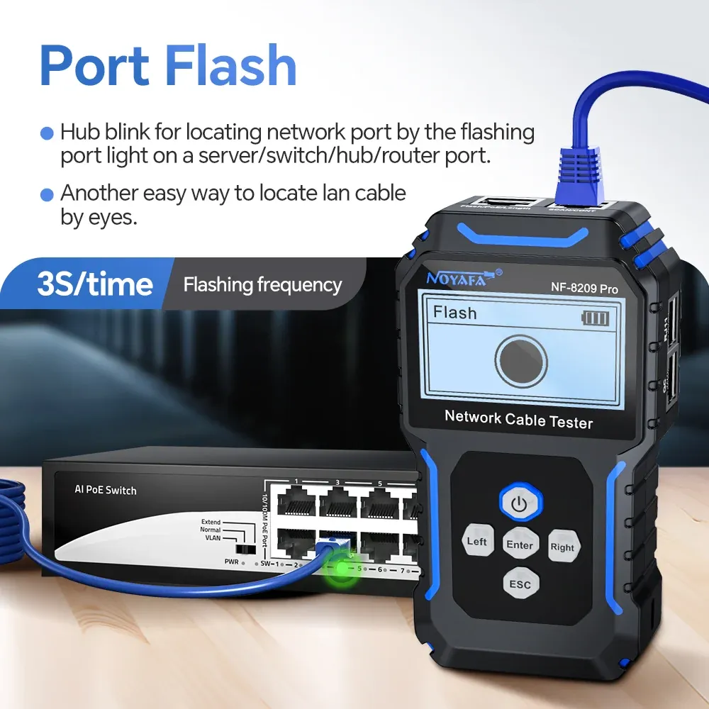 Noyafa 3in1 Advanced Wire Tracker with PoE Testing TDR Cable Length Meter and Port Flash