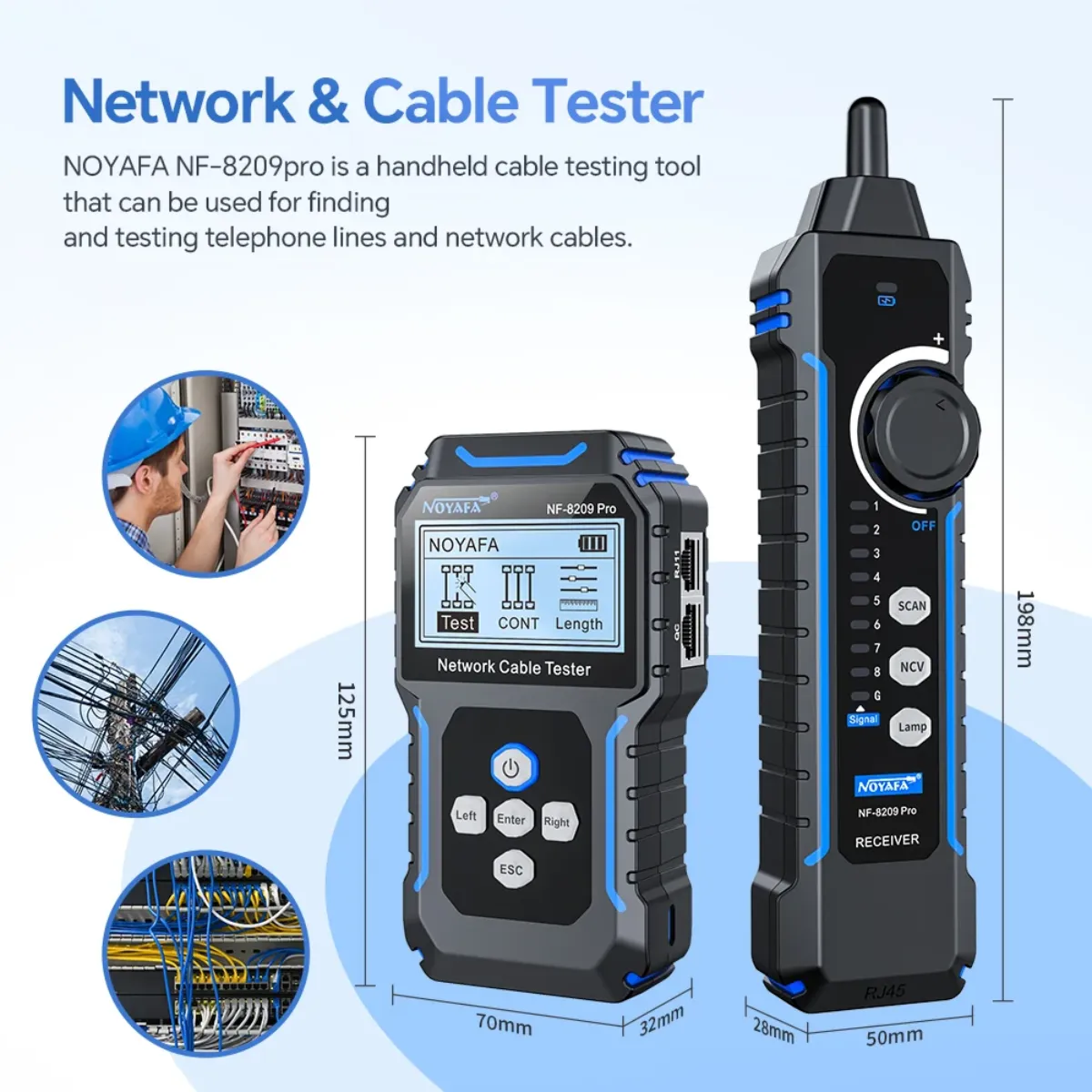 Noyafa 3in1 Advanced Wire Tracker with PoE Testing TDR Cable Length Meter and Port Flash