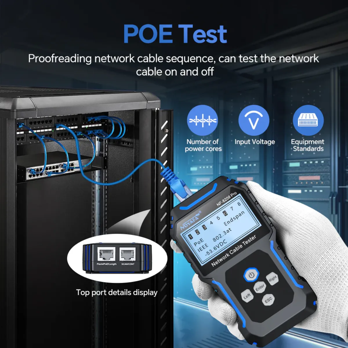 Noyafa 3in1 Advanced Wire Tracker with PoE Testing TDR Cable Length Meter and Port Flash