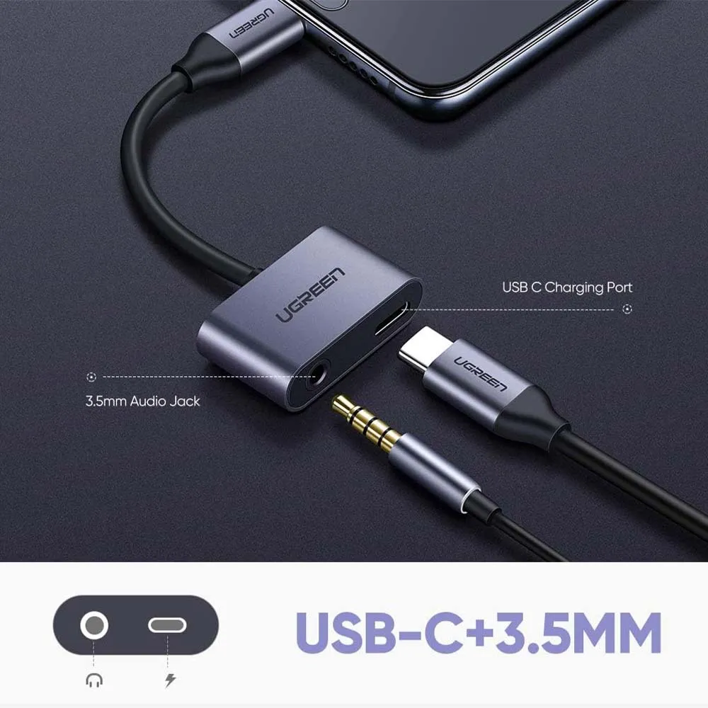 UGREEN 50596 2-in-1 USB-C to 3.5mm Headphone & USB-C Charging Adapter
