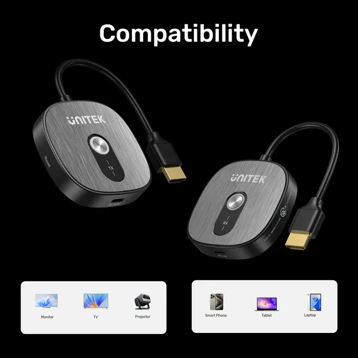 UNITEK V1717CBK01 4K Wireless HDMI Transmitter and Receiver Kit