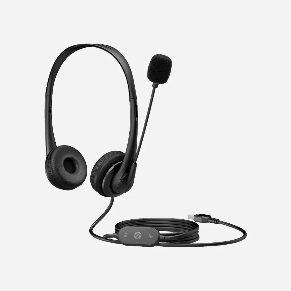 HP G2 Stereo USB Wired Headset Black