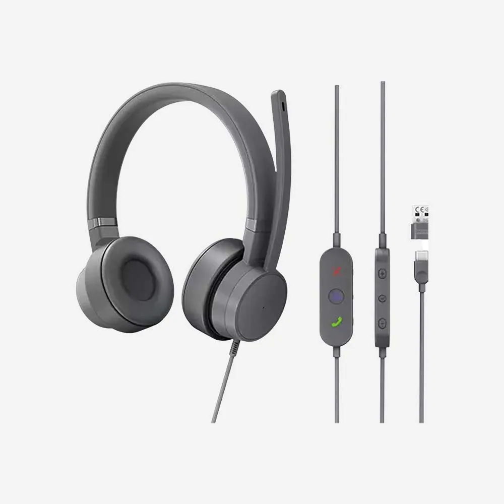Lenovo Go Wired ANC Headset-Compact Carrying Case Storm Grey