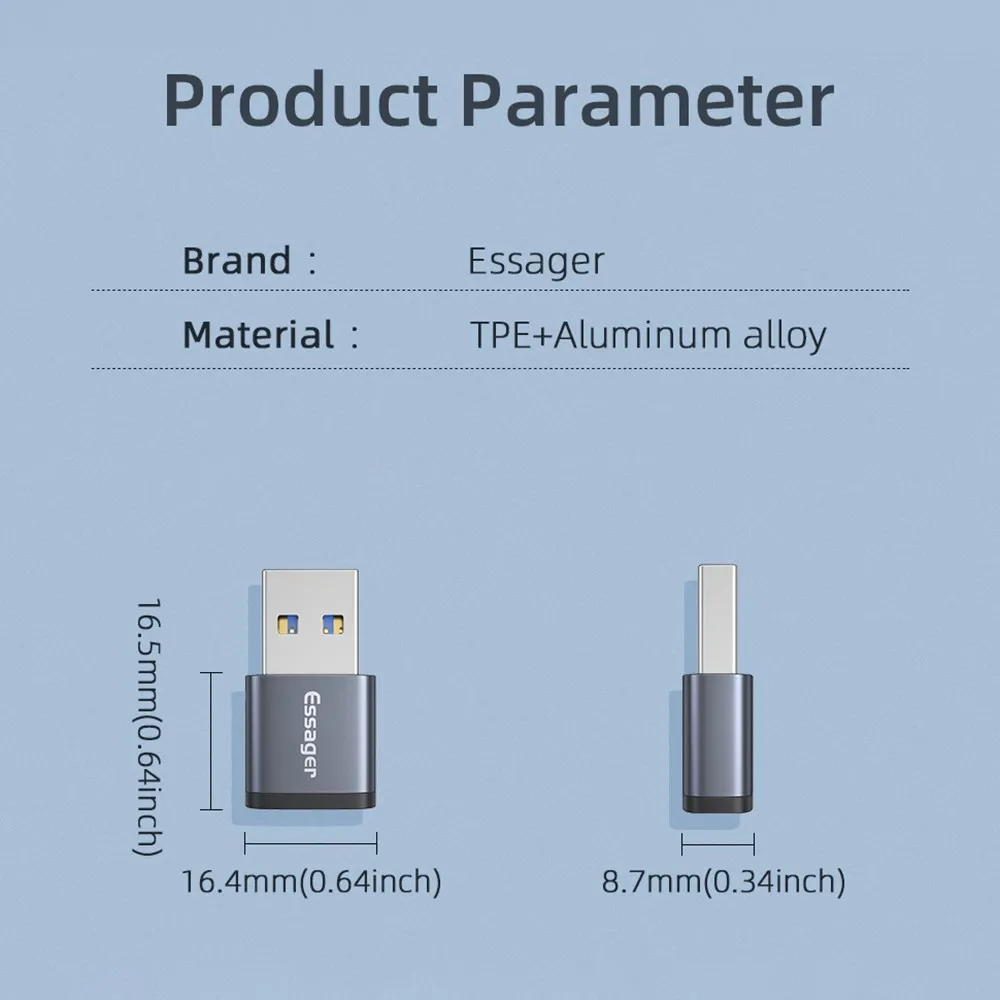 Essager USB-C Female to USB-A Male OTG Adapter