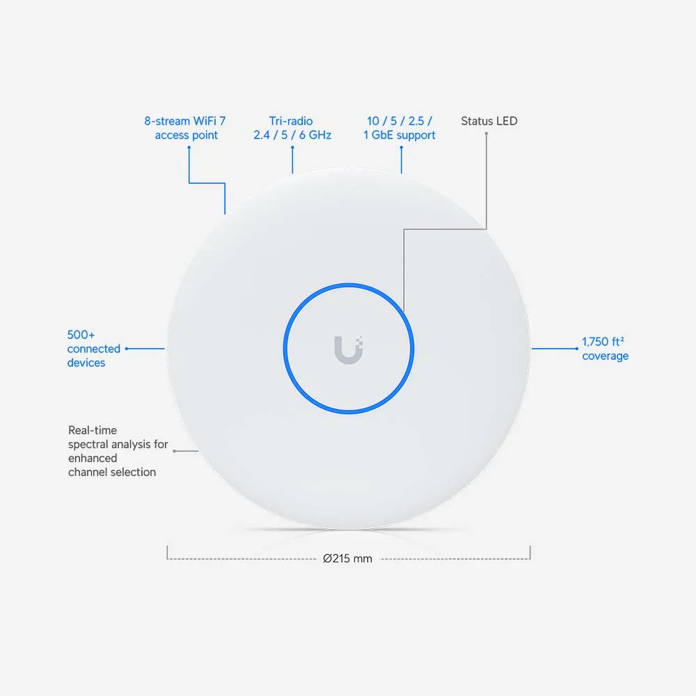 Ubiquiti Unifi U7-Pro-XG Ceiling Mount Access Point PoE+ WiFi 7