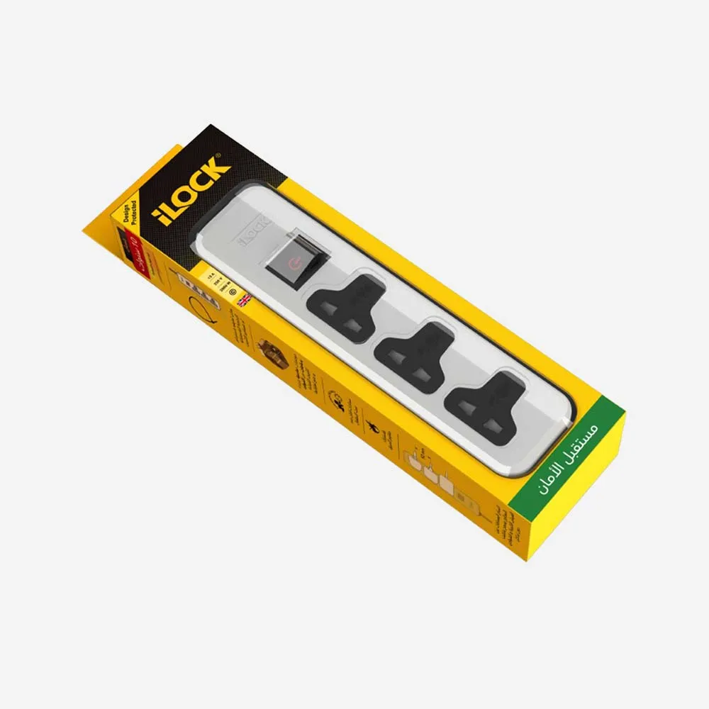 iLOCK 5068 Power Strip 3Universal Outlets with Overload Switch 3M