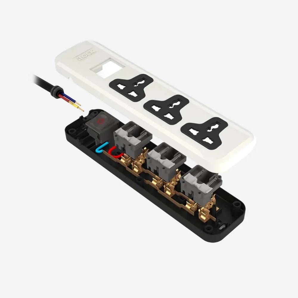 iLOCK 5068 Power Strip 3Universal Outlets with Overload Switch 3M