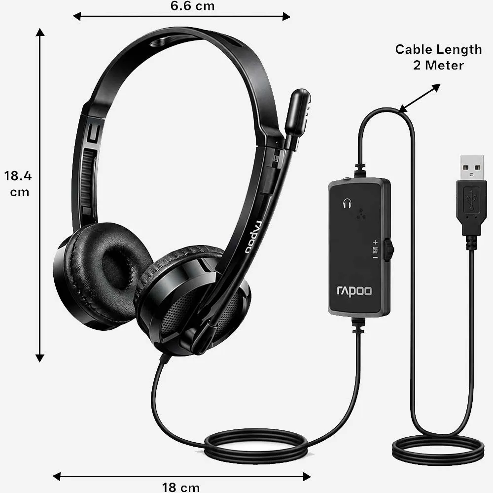 Rapoo H120 USB Wired Headset (Black)