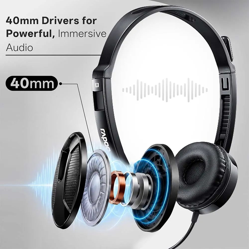 Rapoo H120 USB Wired Headset (Black)