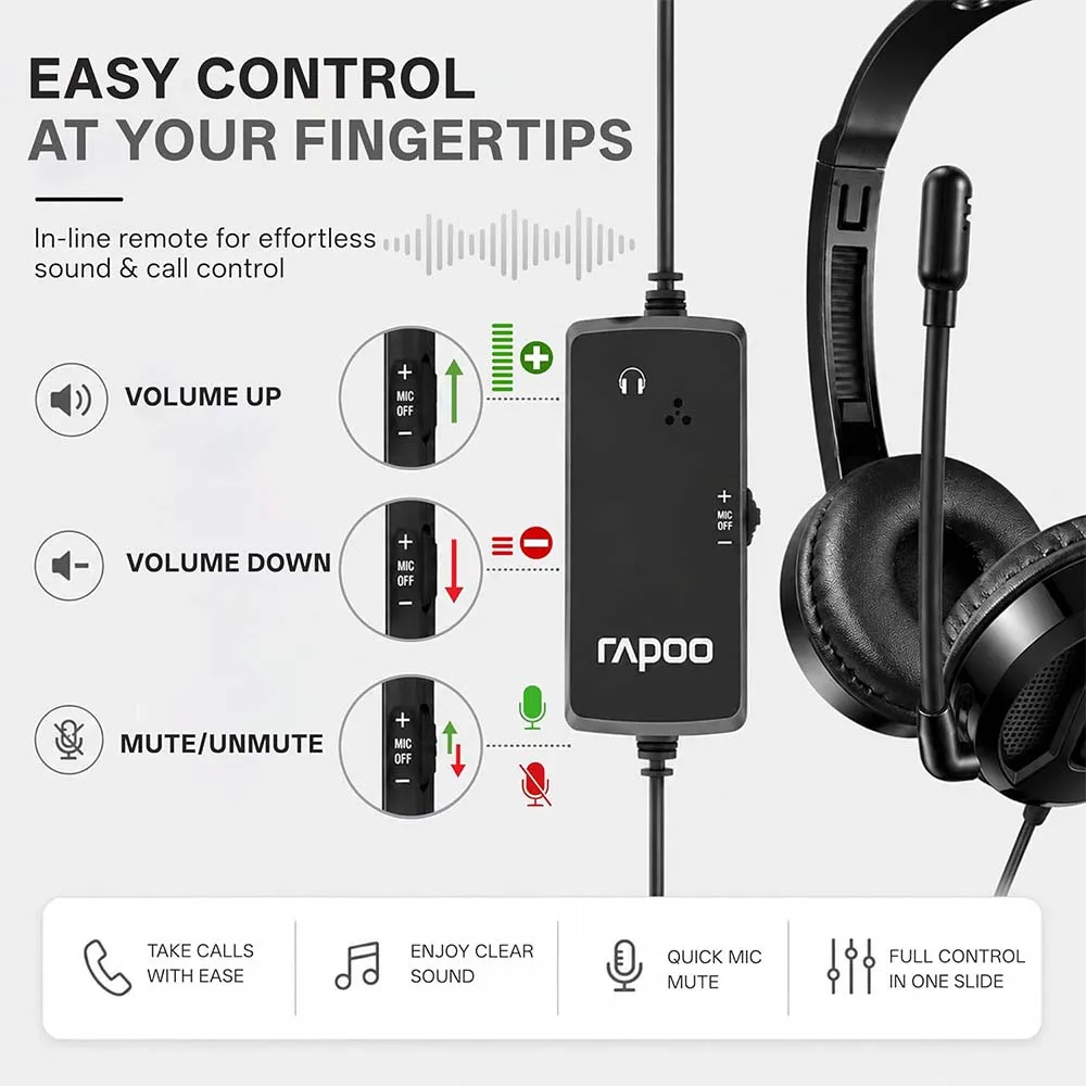 Rapoo H120 USB Wired Headset (Black)