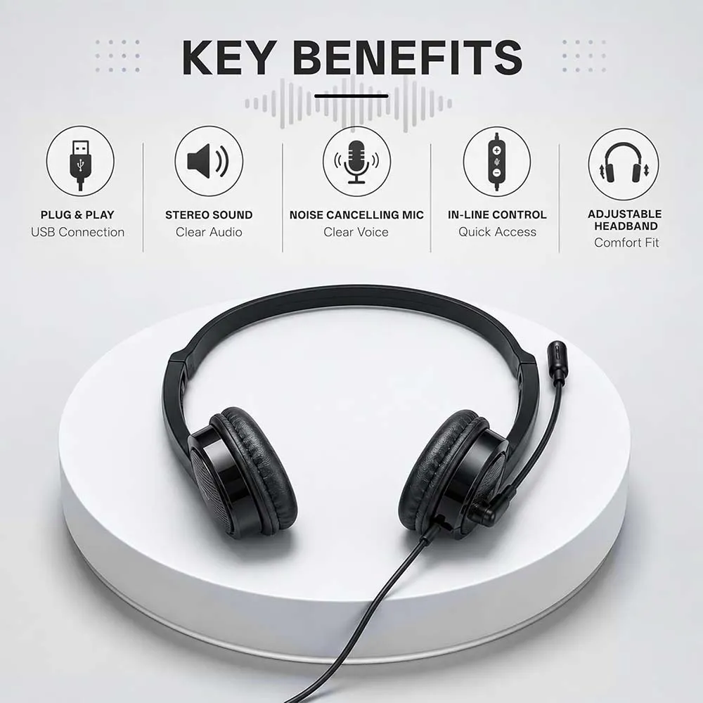 Rapoo H120 USB Wired Headset (Black)