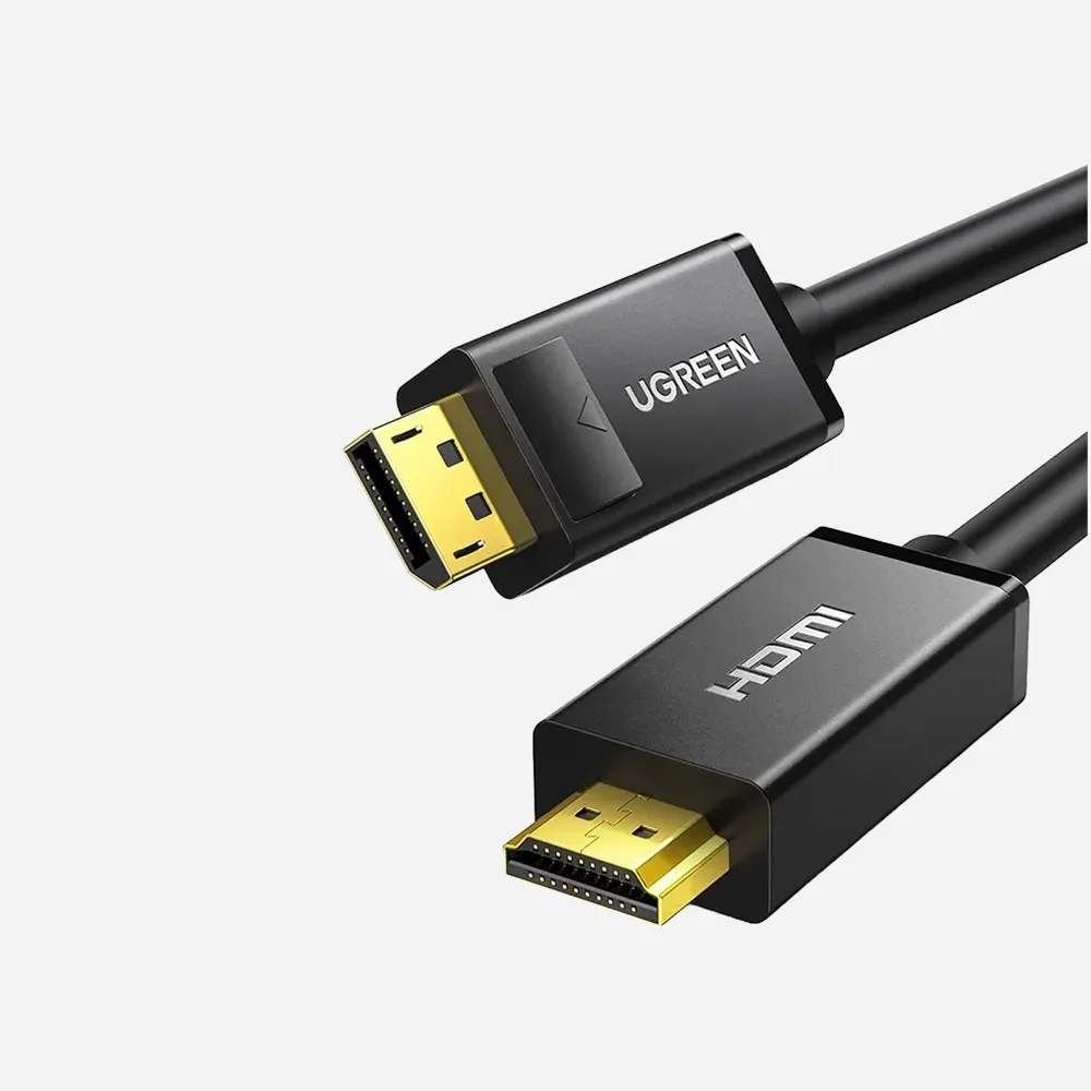 كابلات التحويل – UGREEN 10238 Display Port to HDMI 4K 30Hz 1m Cable Black