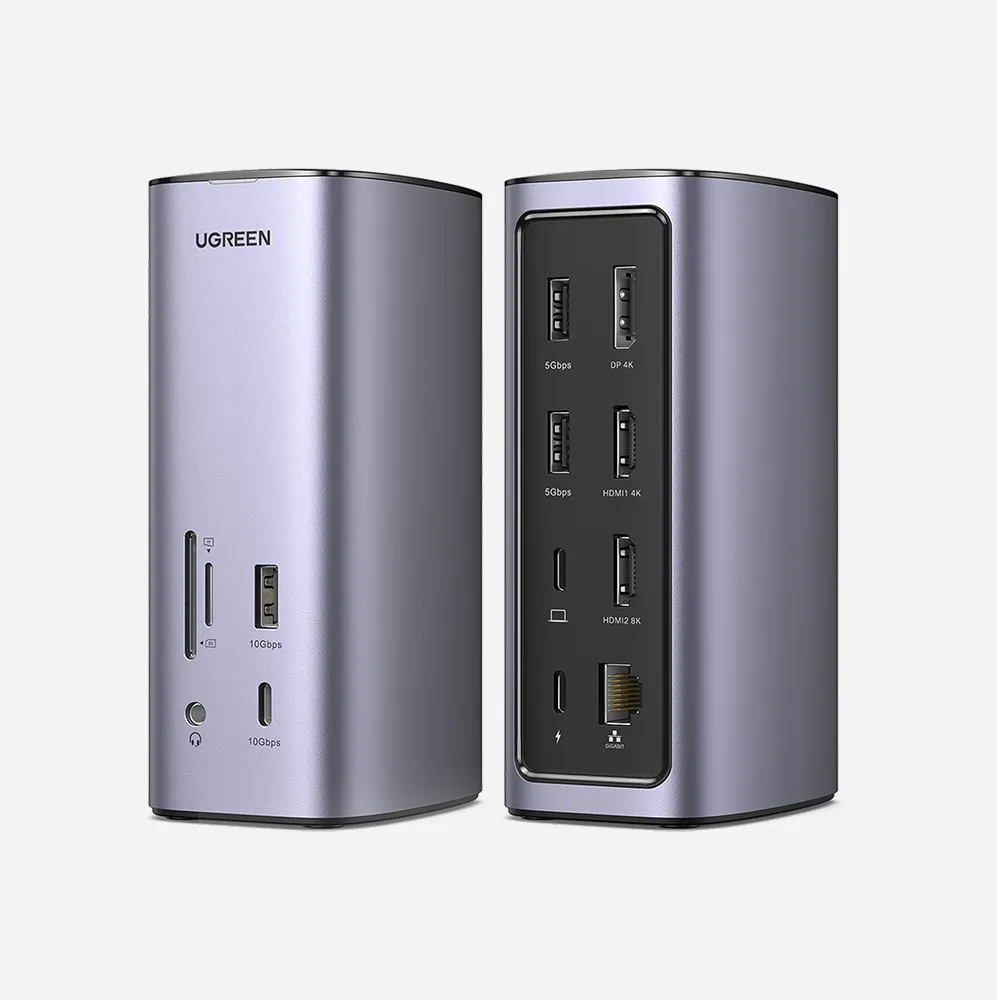 موزعات USB ومحطات التوصيل – UGREEN 90325 Revodok Pro 312 Triple Display 12-in-1 USB-C 8K Universal Docking Station