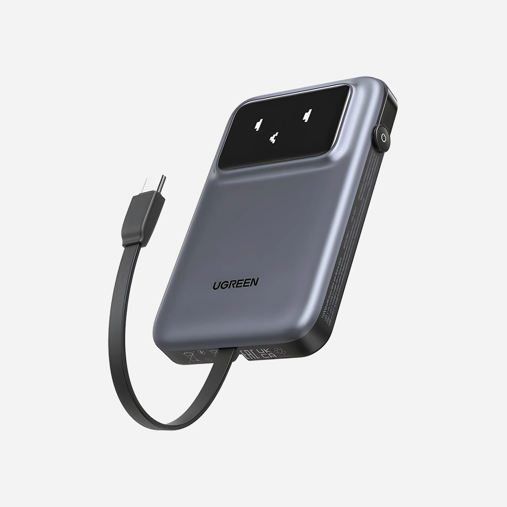 [35603] UGREEN 35603 PB511 Uno Power Bank 10000mAh 30W with Built in Cable USB-C Gray
