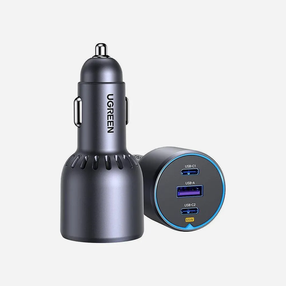 [35024] UGREEN 35024 75W Car Charger 2-Port USB-C & 1-Port USB-A Fast Charging Adapter Gray