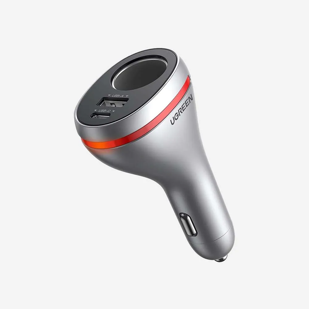 [60712] شواحن وملحقات السيارة – UGREEN 60712 84W Car Charger 1-Port USB-C & 1-Port USB-A Fast Charging Adapter Gray