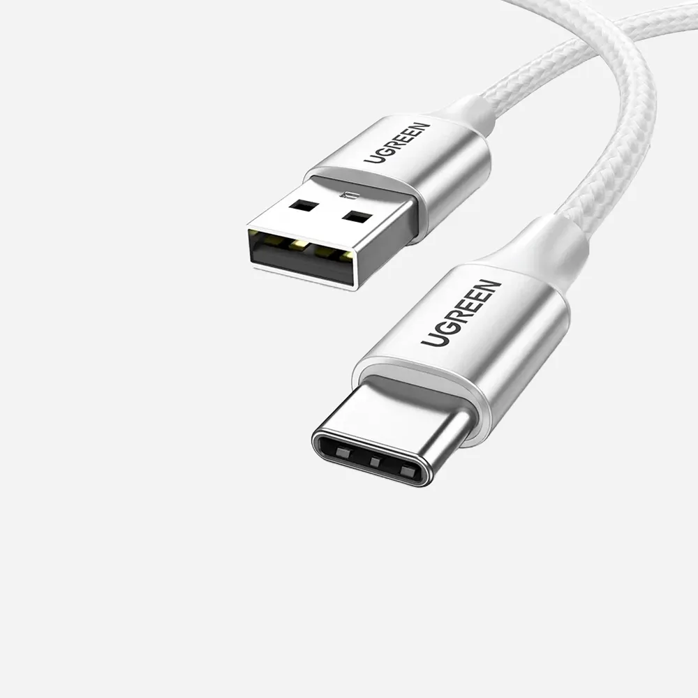 [60121] كابلات USB – UGREEN 60121 1m USB-A to USB-C Nickel Plating Cable White
