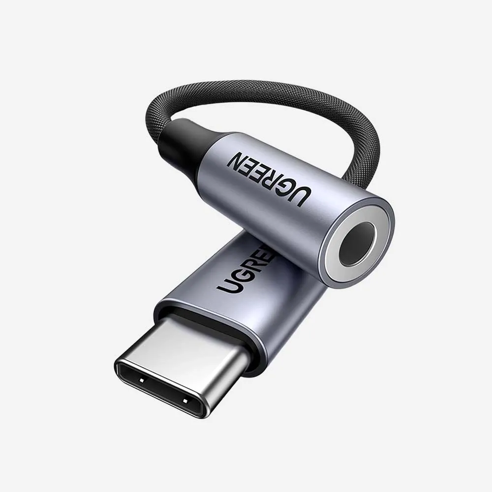 [80154] UGREEN 80154 USB-C to 3.5mm Jack DAC Type C Headphone Amplifier Aux Adapter Hi-Fi Stereo Braided Cable 10cm Grey