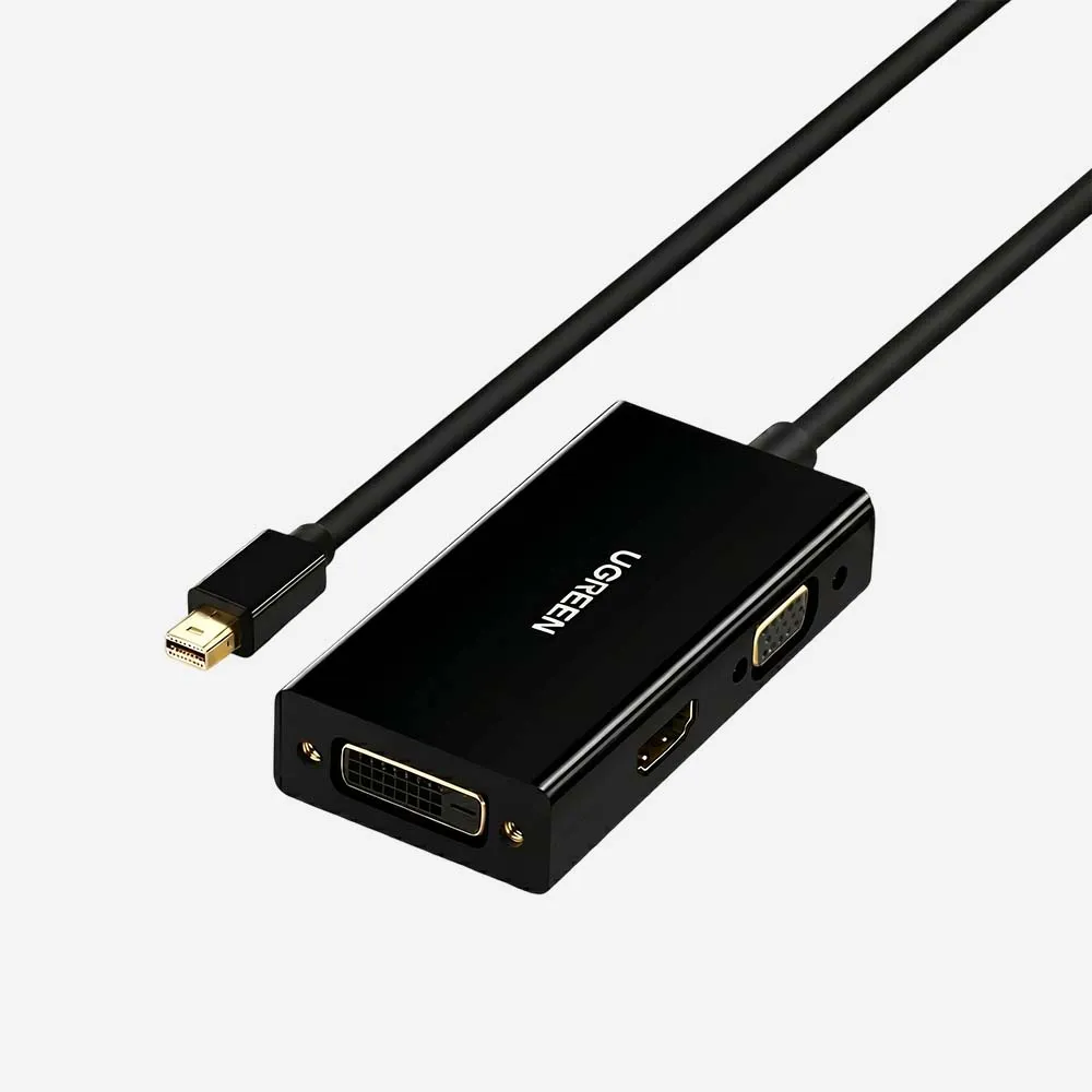 [20418] المحولات – UGREEN 20418 Mini DP to HDMI VGA DVI Converter Black