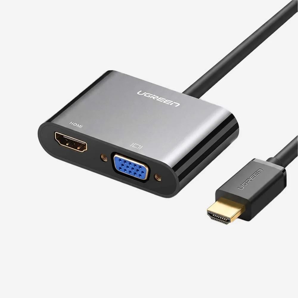 [40744] UGREEN 40744 CM101 HDMI to VGA + HDMI Converter Black