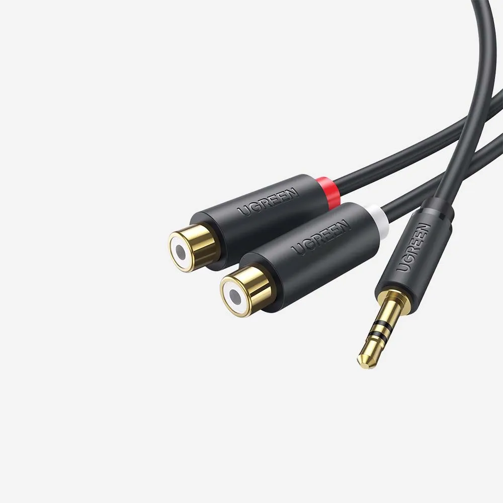 UGREEN 10547 AV109 25cm 3.5mm Male to 2RCA Female Cable Gray