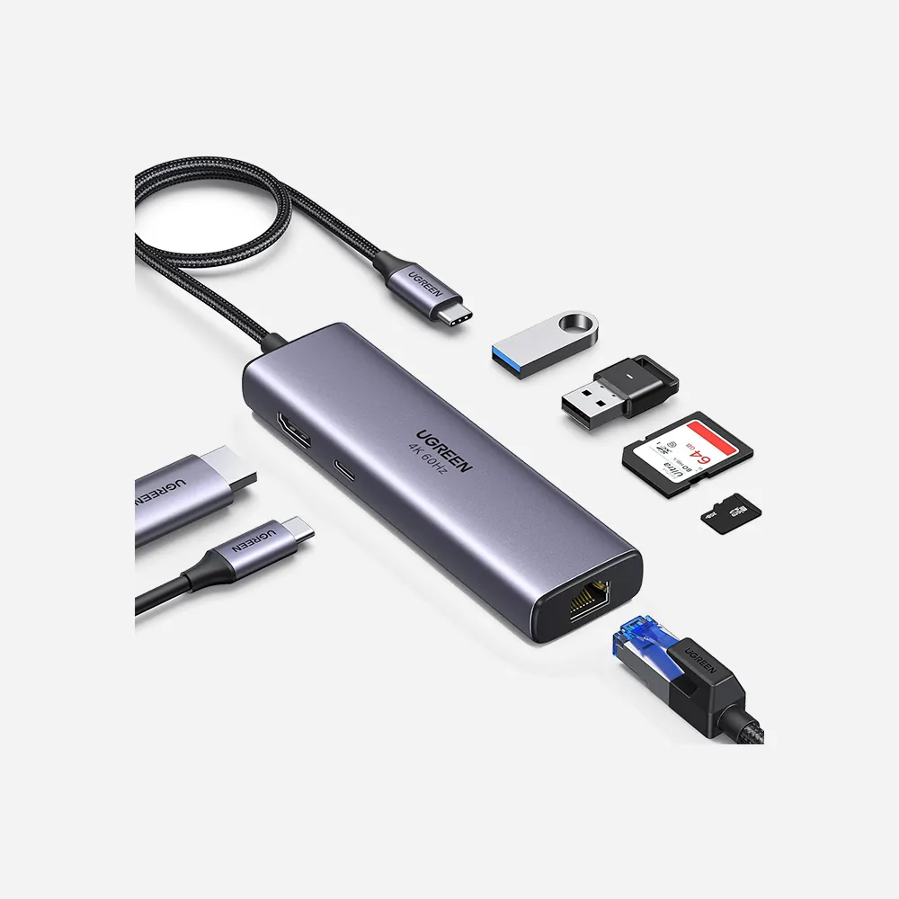موزعات USB ومحطات التوصيل – UGREEN 60515 7-in-1 USB-C Multifunction Hub Adapter