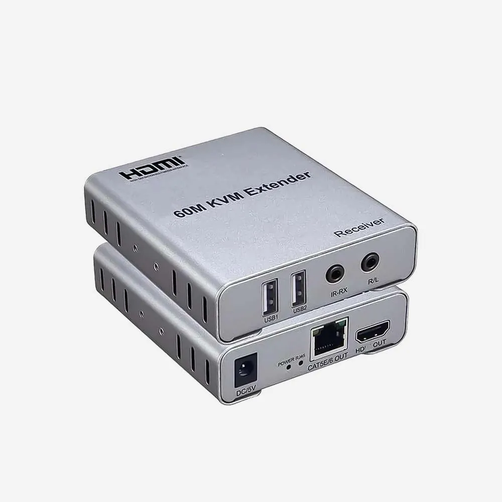 المحولات – HDTV Extender 60M KVM Audio IR USB Keyboard & Mouse Support