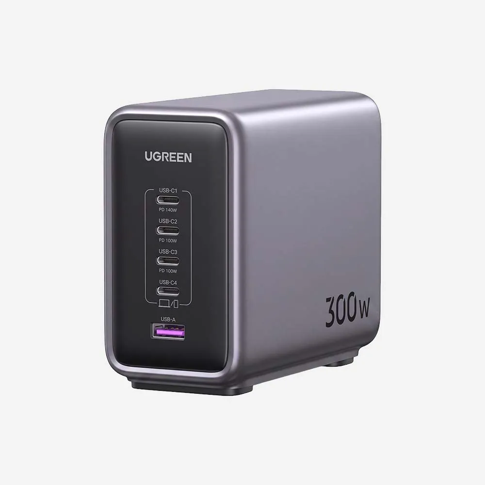 [90903B] الشواحن – UGREEN 90903B Nexode 300W GaN Fast Desktop Charger with Power Delivery 4x USB-C, 1x USB-A