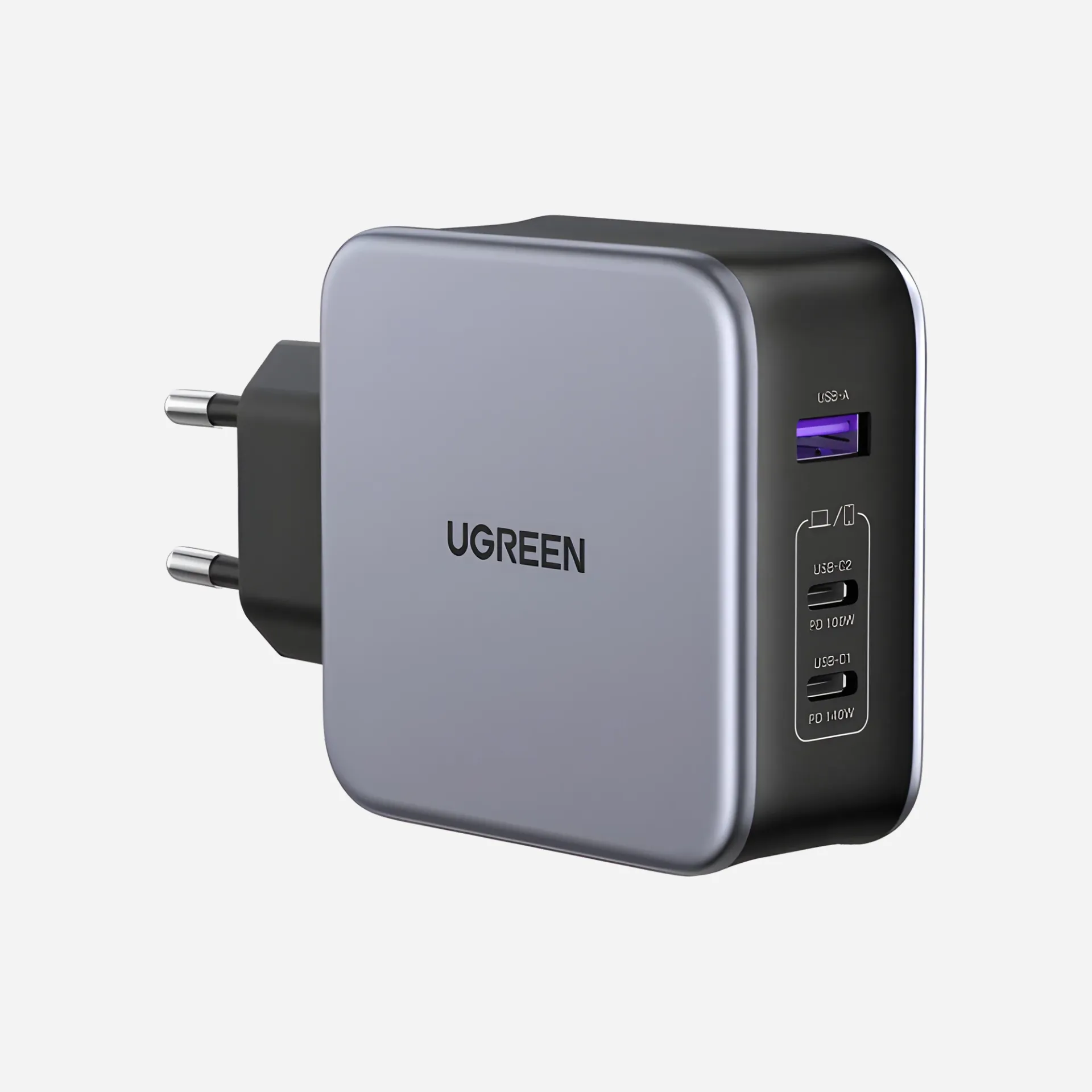 [90549] الشواحن – UGREEN 90549 Nexode 140W GaN Fast Wall Charger with Power Delivery 2x USB-C, 1x USB-A