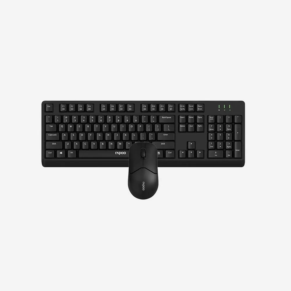 [1131-24210-800] الكيبورد والأطقم – Rapoo X1500 Wireless Keyboard Mouse Combo Arabic Black