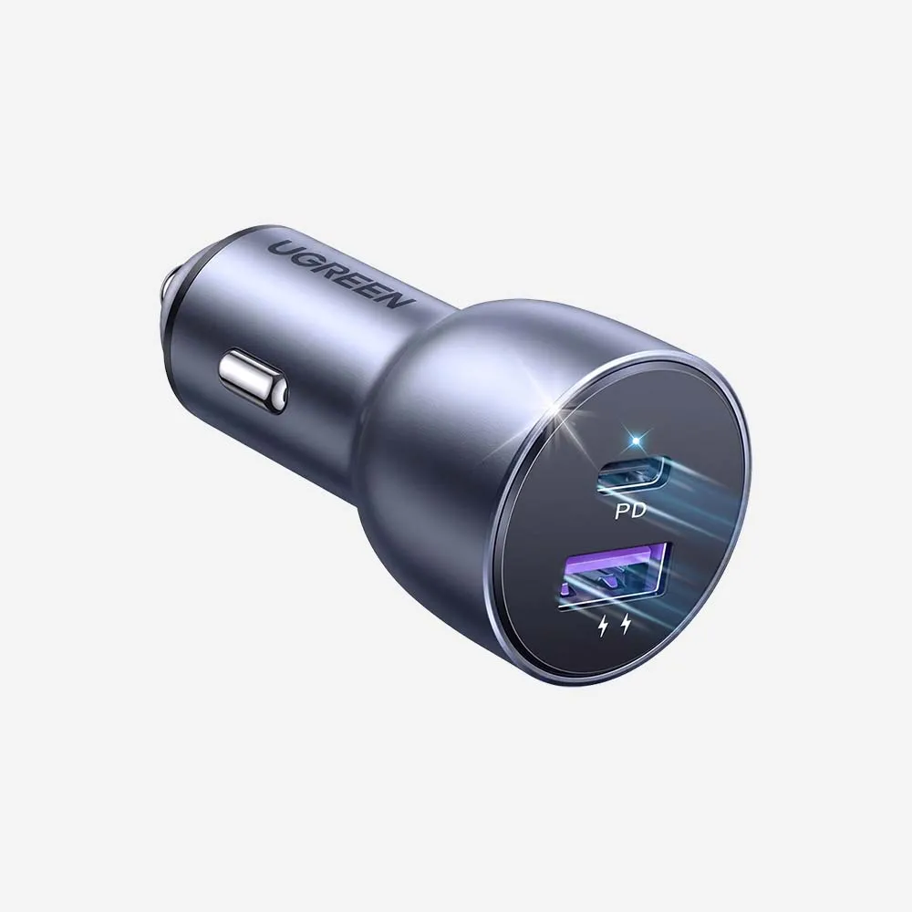 شواحن وملحقات السيارة – UGREEN 60980 CD213 52.5W USB-A + USB-C PD Car Charger Dark Gray