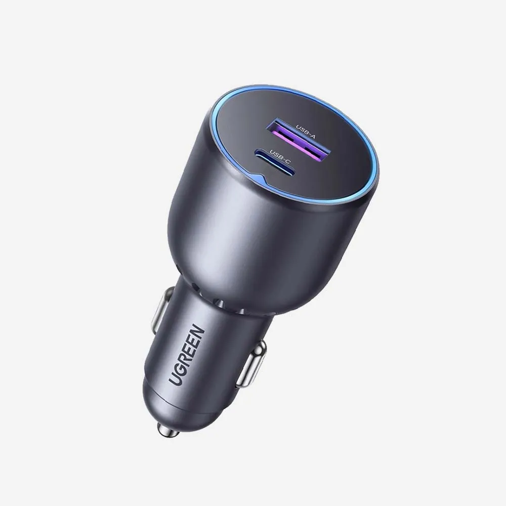 [35023] شواحن وملحقات السيارة – UGREEN 35023 EC701 63W Fast Car Charger, USB-C + USB-A 2-Port Gray